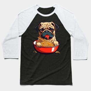 Pug Eating Ramen Baseball T-Shirt